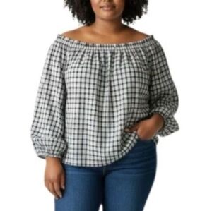 St. John's Bay Black and White Checkered Blouse